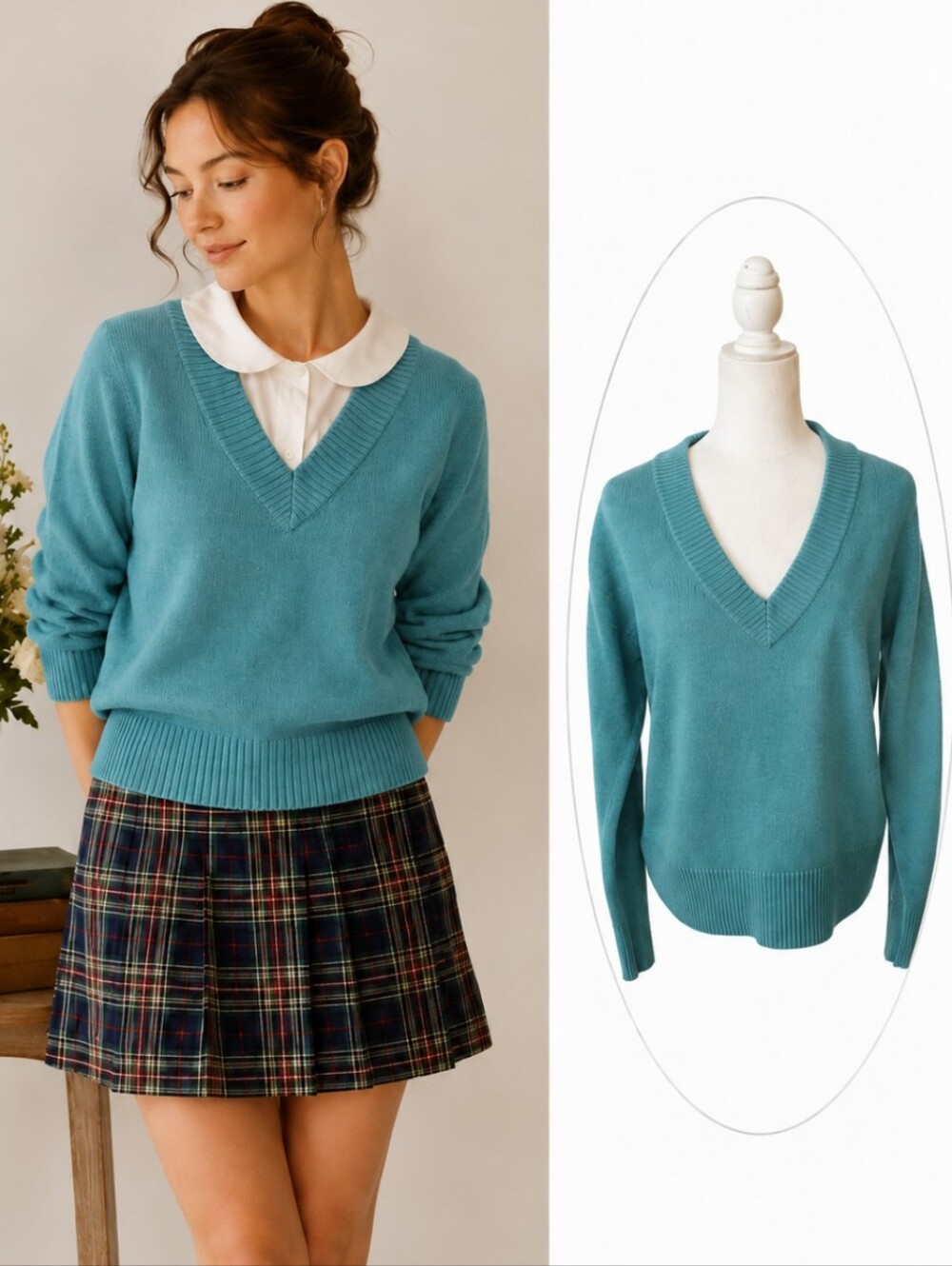 GAP Teal blue spruce V-Neck Nylon/Wool/Alpaca Blend Cozy Pull On Sweater Sz S